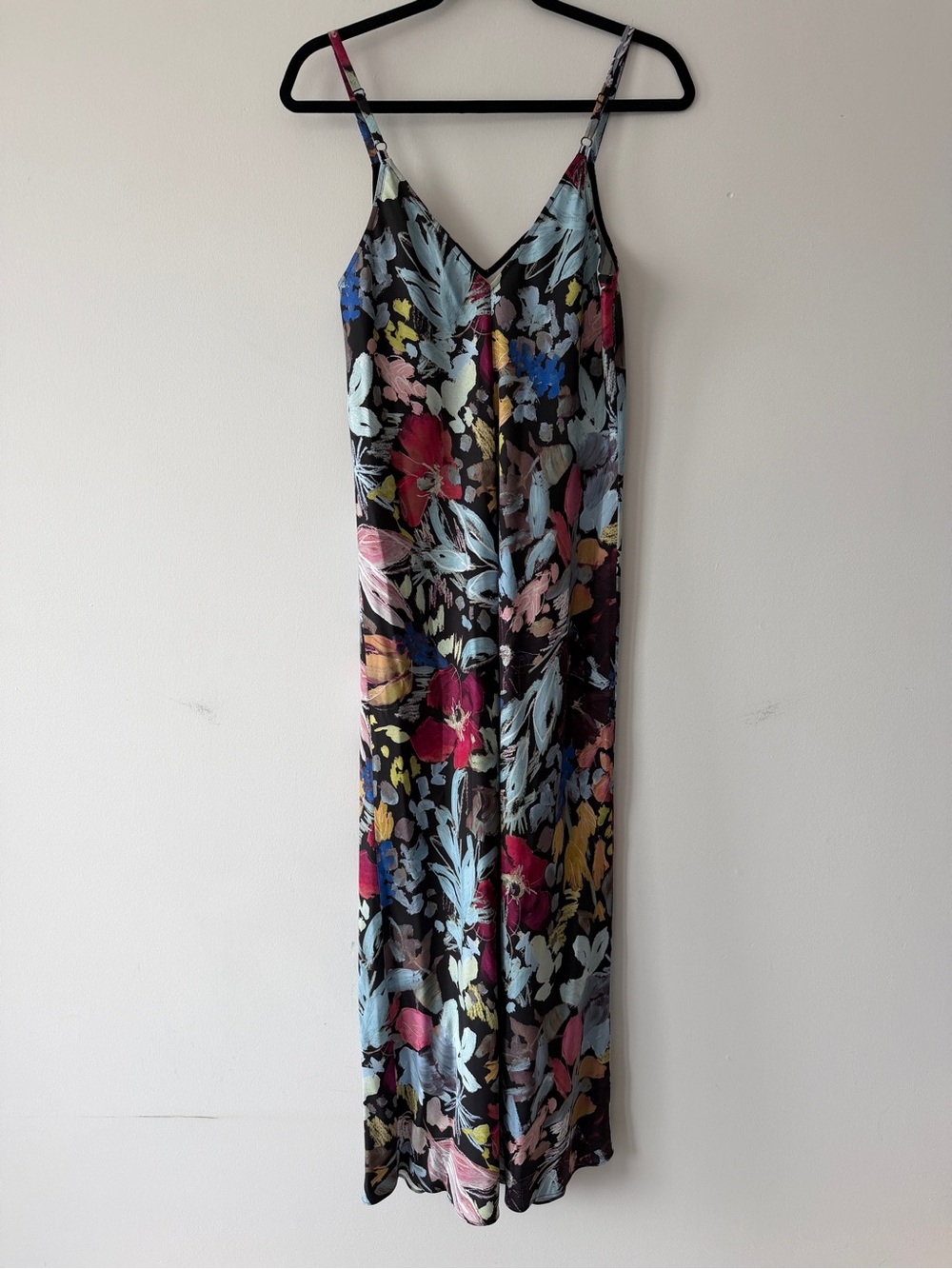 Ted Baker Black Floral Slip Midi Maxi Slip Dress with Multicolor Print size 6 - Picture 3 of 8